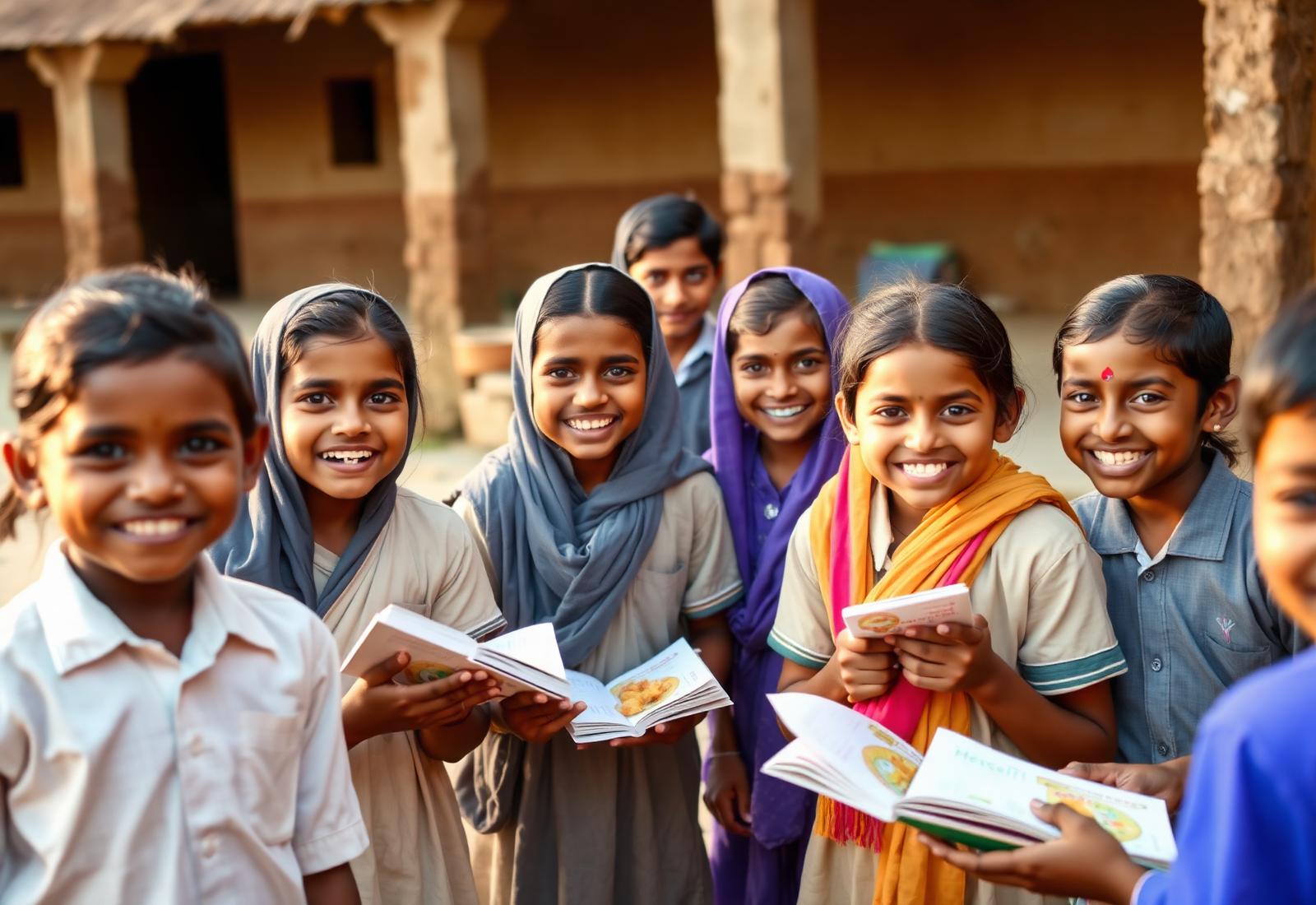 Children with school books